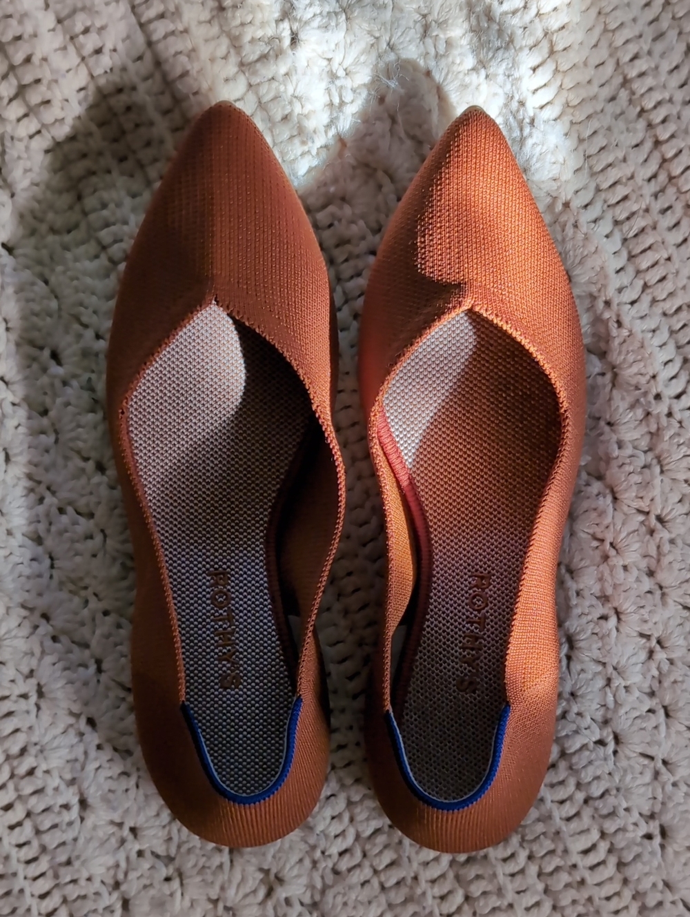 Rothy's Women's Size 9.5 The Point Toe Ballet Slip-On Flats in Fawn Orange